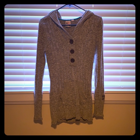 Grey Roxy Hooded Sweater - Picture 1 of 3